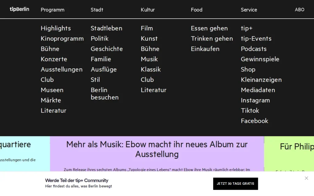 Startseite von tip Berlin