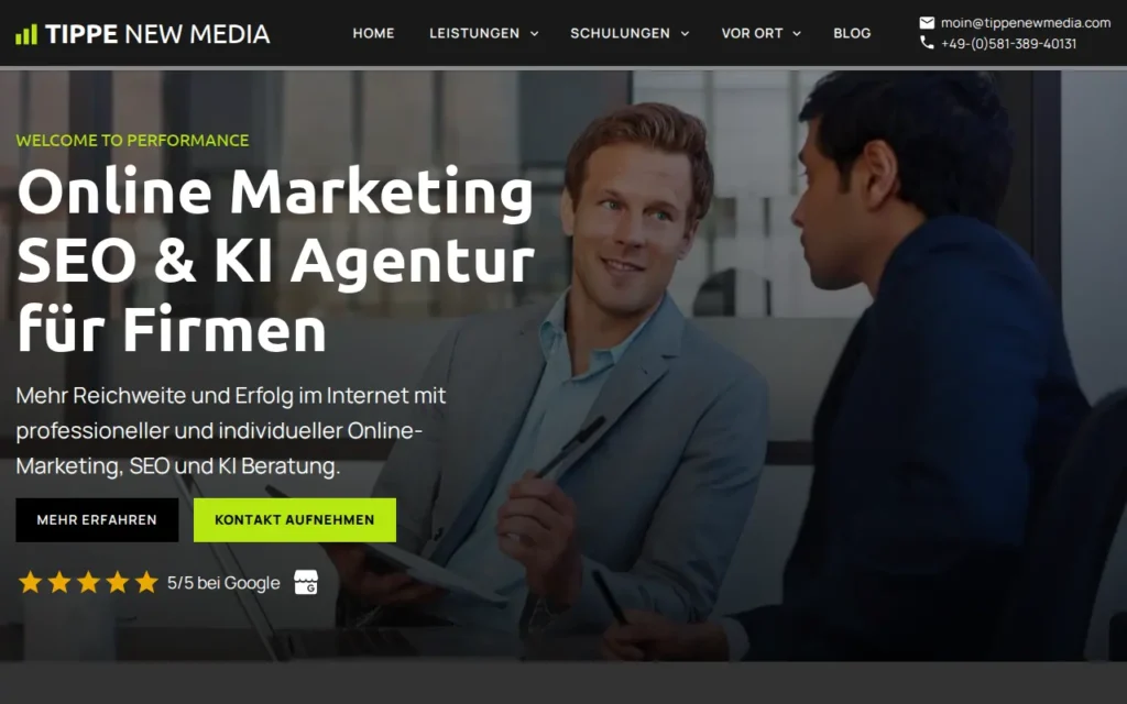 Startseite von Tippe New Media