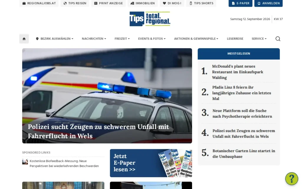 Startseite von Tips