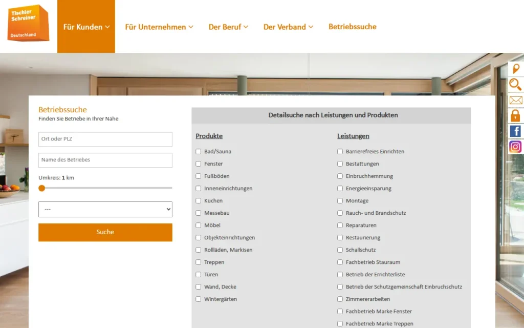 Startseite von Tischler Schreiner Deutschland – Fachbetrieb vor Ort