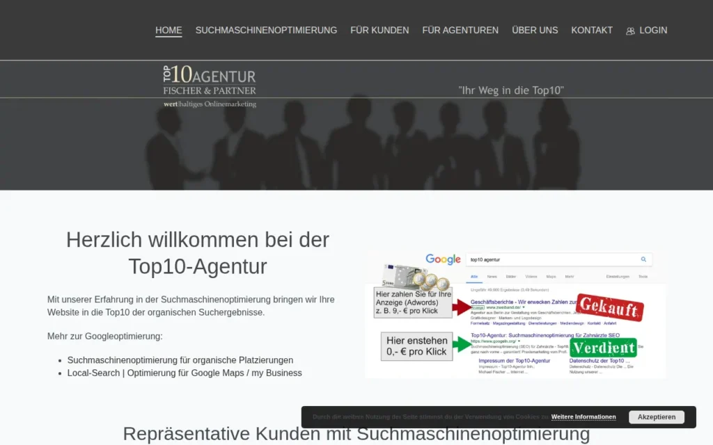 Startseite von Top10-Agentur (googeln.org)