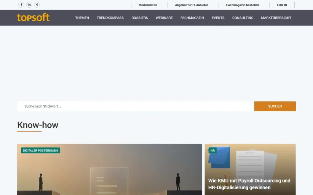 Startseite von topsoft Fachmagazin