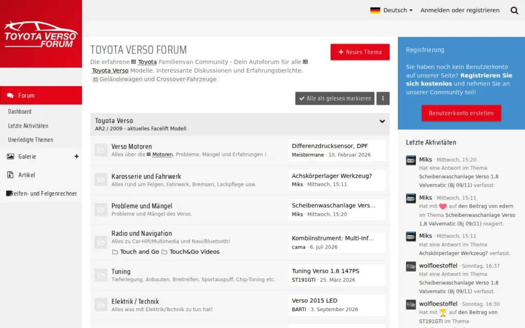Startseite von Toyota Verso Forum