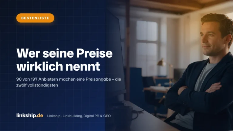 Titelkarte: Wer seine Preise wirklich nennt – Bestenliste, Linkship