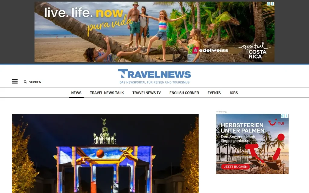 Startseite von travelnews.ch