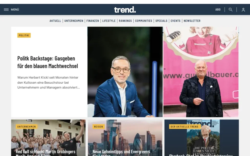 Startseite von trend.