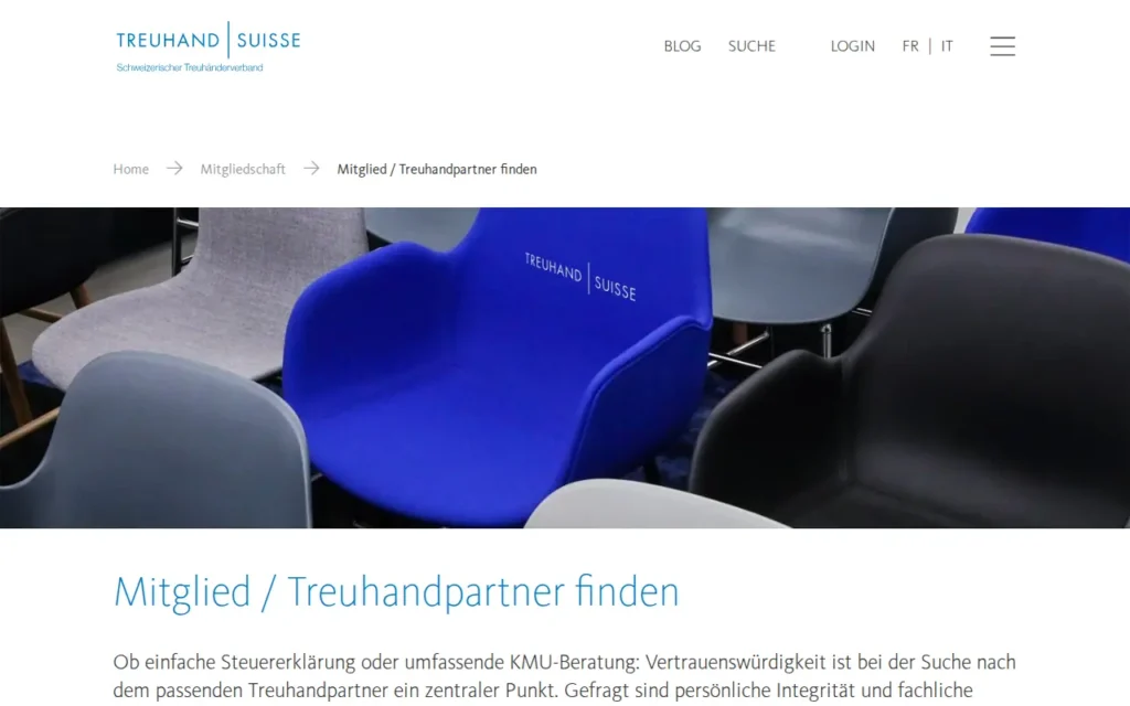 Startseite von TREUHAND|SUISSE Mitgliederverzeichnis