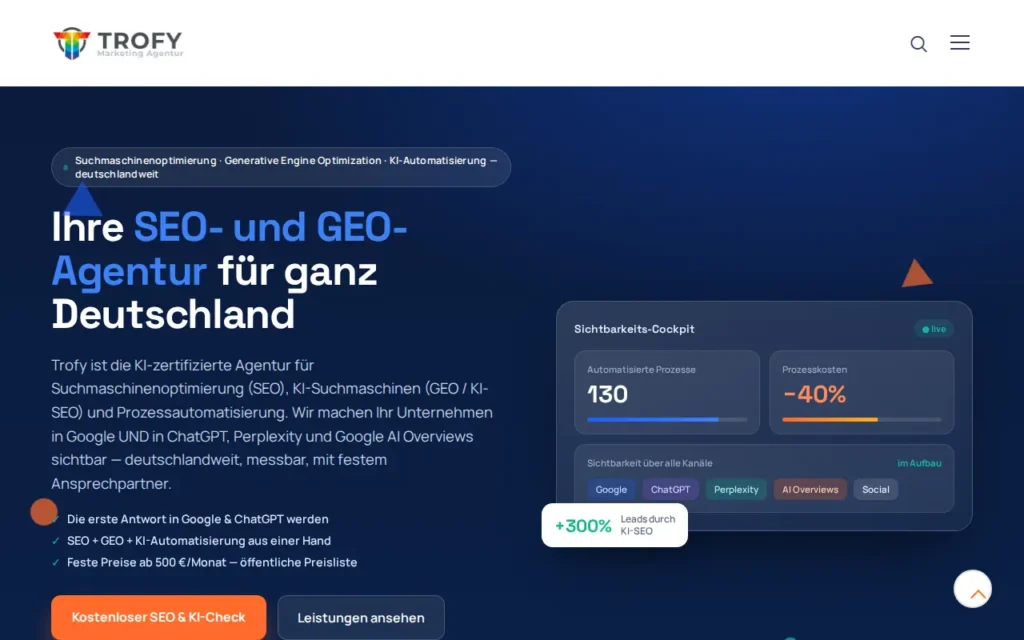 Startseite von Trofy