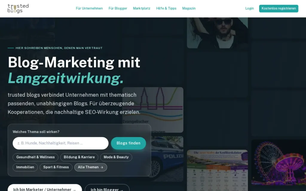 Startseite von trusted blogs GmbH