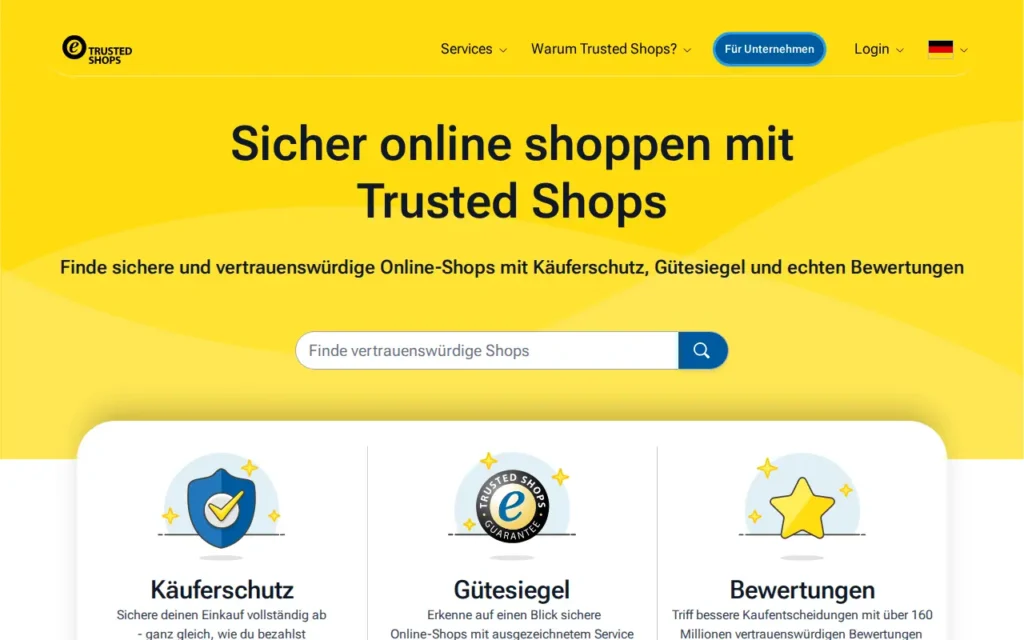 Startseite von Trusted Shops