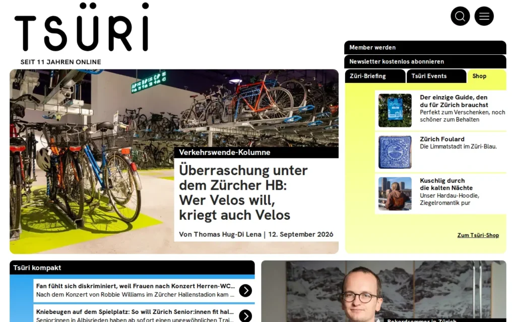 Startseite von Tsüri.ch