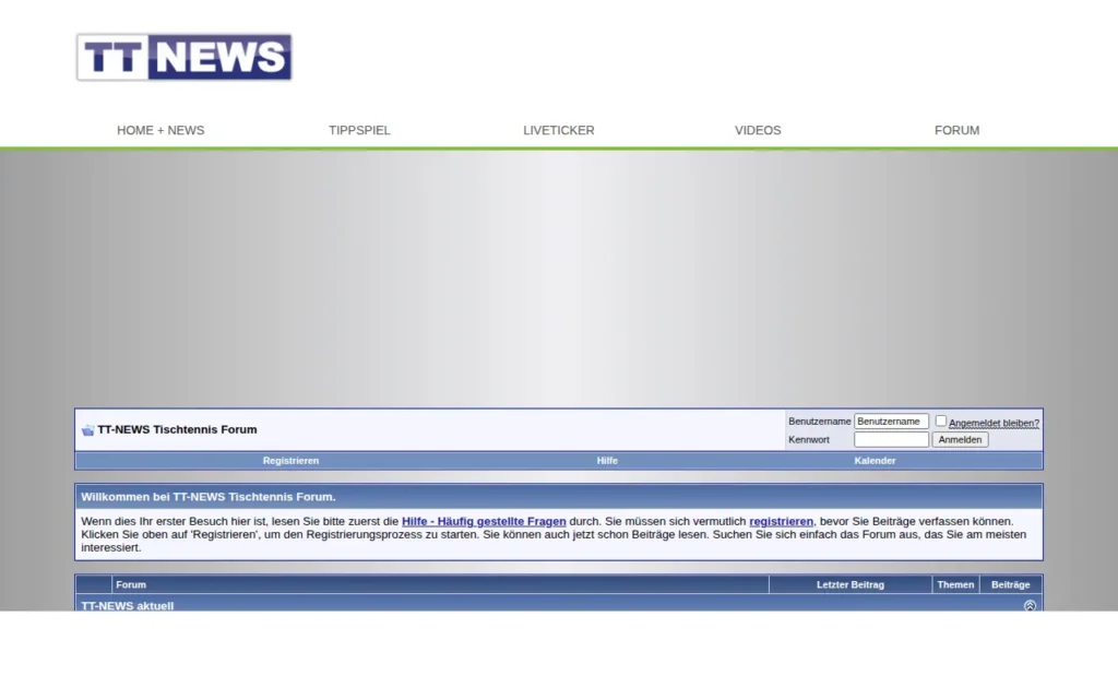 Startseite von TT-NEWS Tischtennis Forum