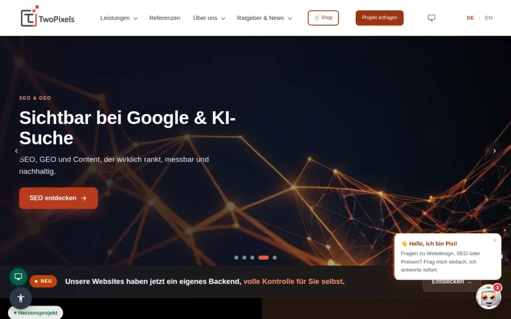 Startseite von TwoPixels GmbH