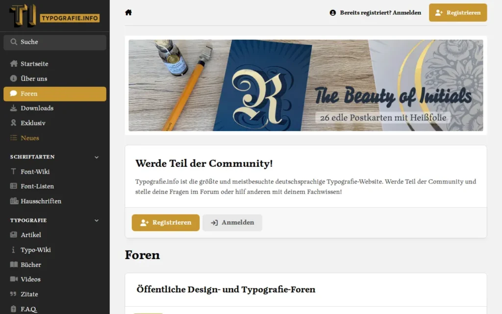 Startseite von Typografie.info-Forum