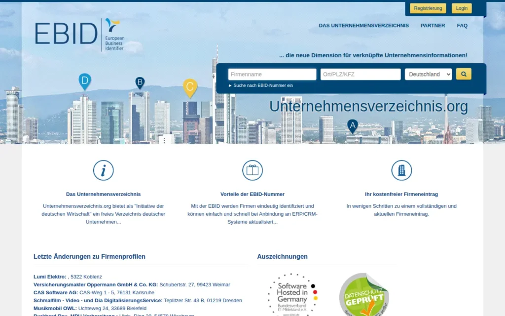 Startseite von Unternehmensverzeichnis.org
