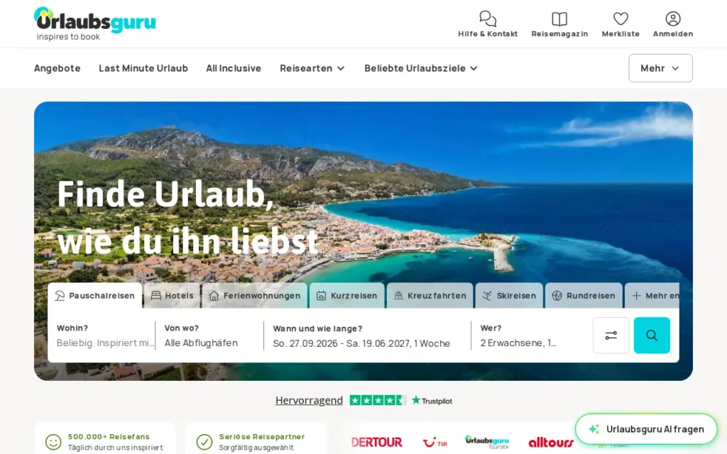 Startseite von Urlaubsguru