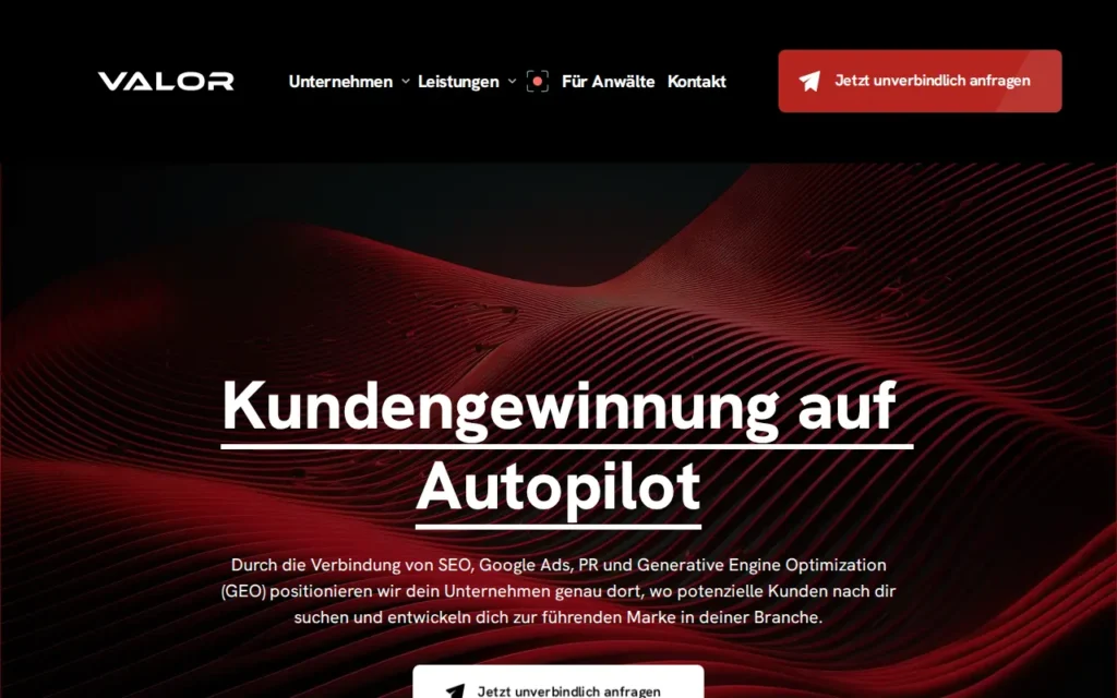 Startseite von VALOR Marketing GmbH