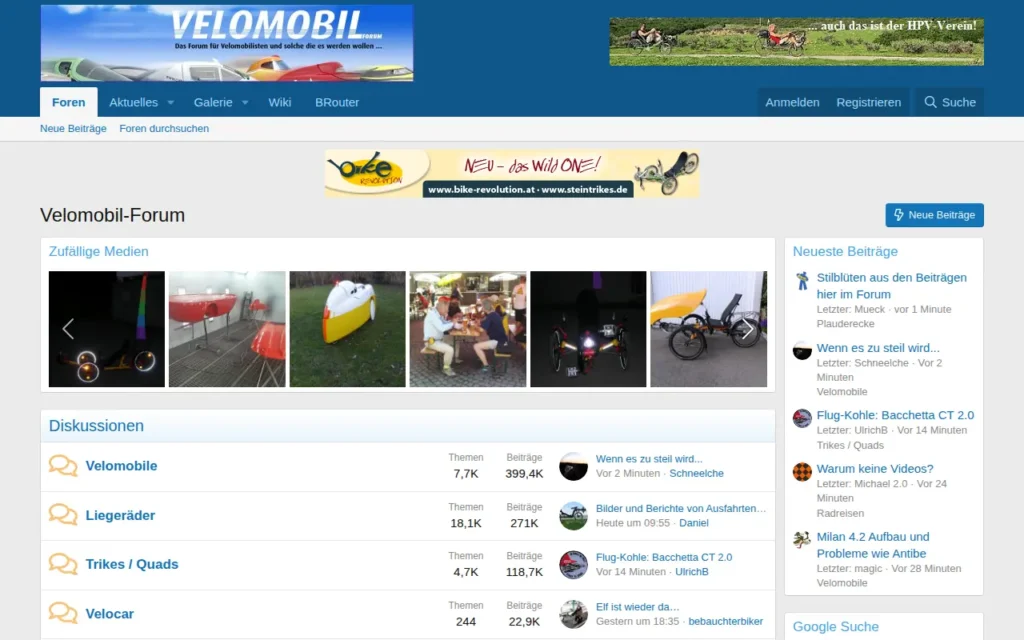 Startseite von Velomobil-Forum