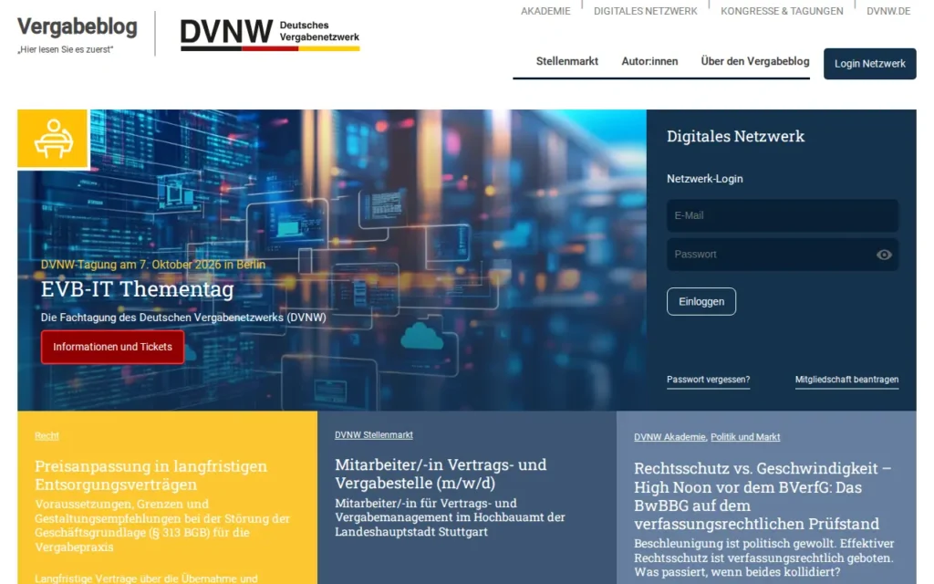 Startseite von Vergabeblog