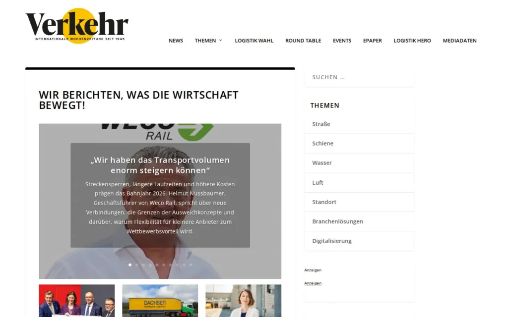 Startseite von Internationale Wochenzeitung Verkehr