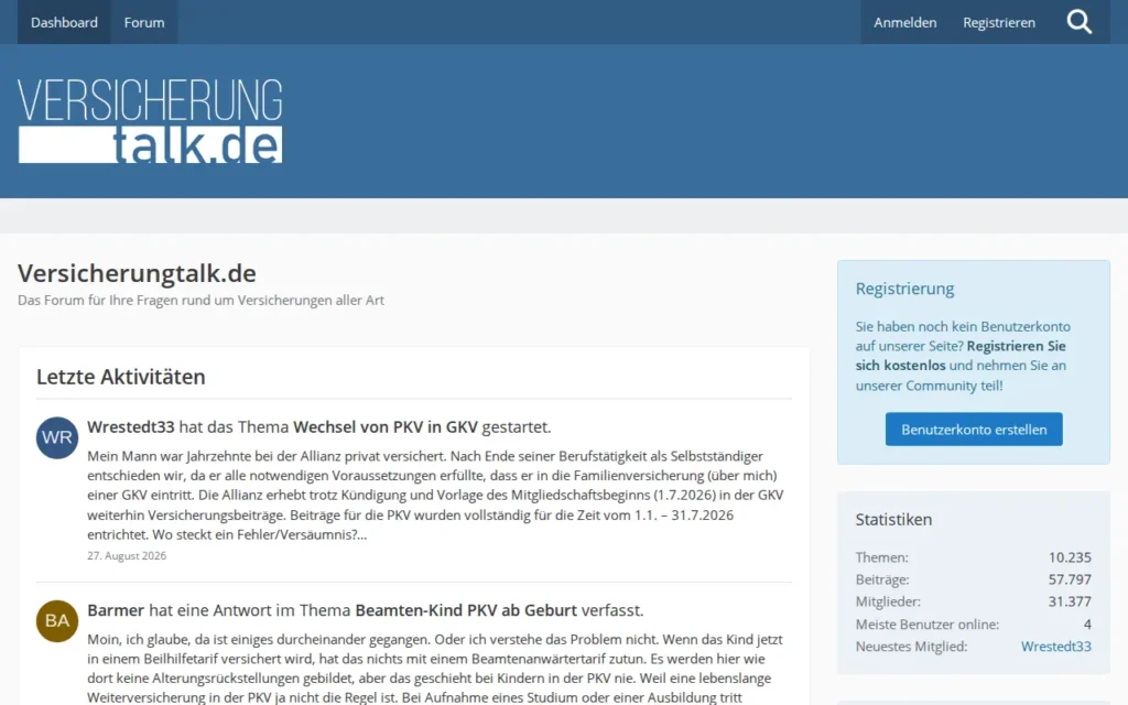 Startseite von Versicherungtalk.de