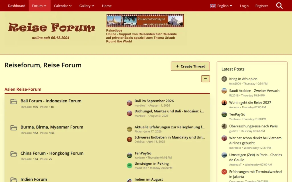 Startseite von Reiseforum Vivien & Erhard