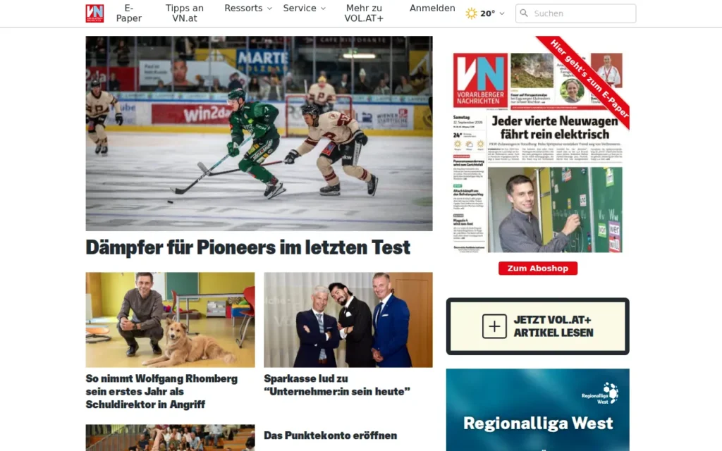Startseite von Vorarlberger Nachrichten (VN.AT)