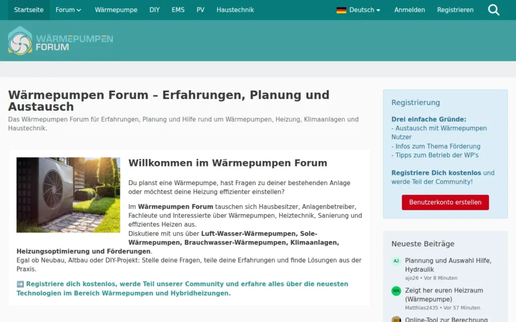 Startseite von Wärmepumpen Forum