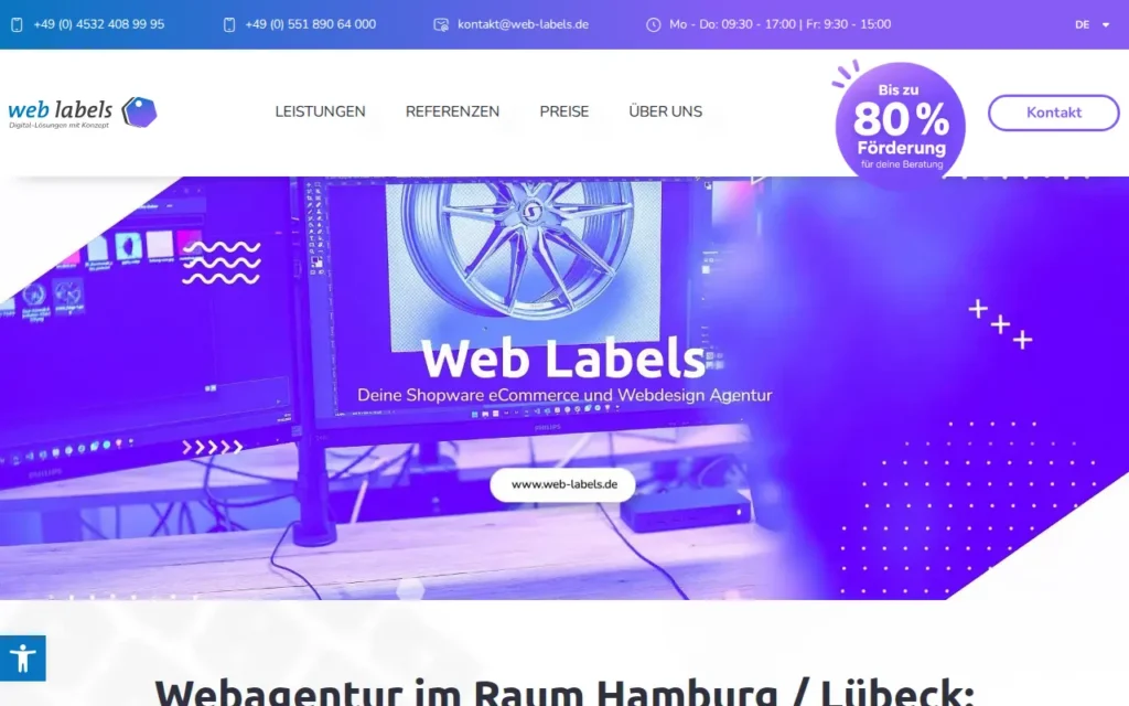 Startseite von Web Labels