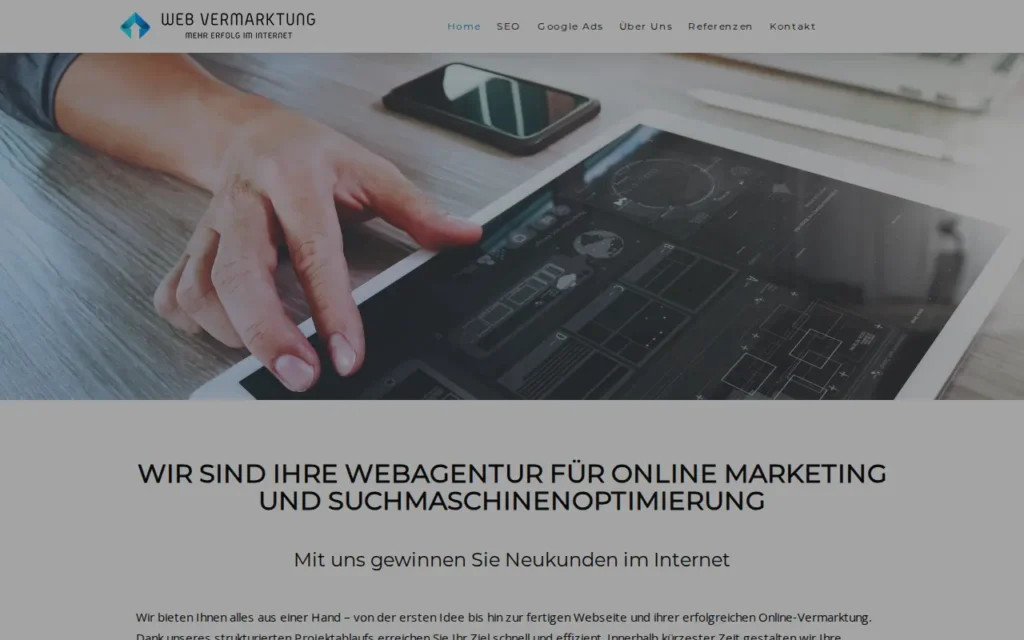 Startseite von Web Vermarktung GmbH
