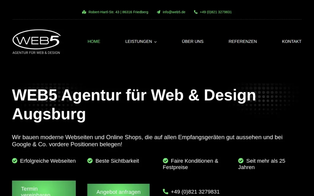 Startseite von WEB5 Agentur für Web & Design