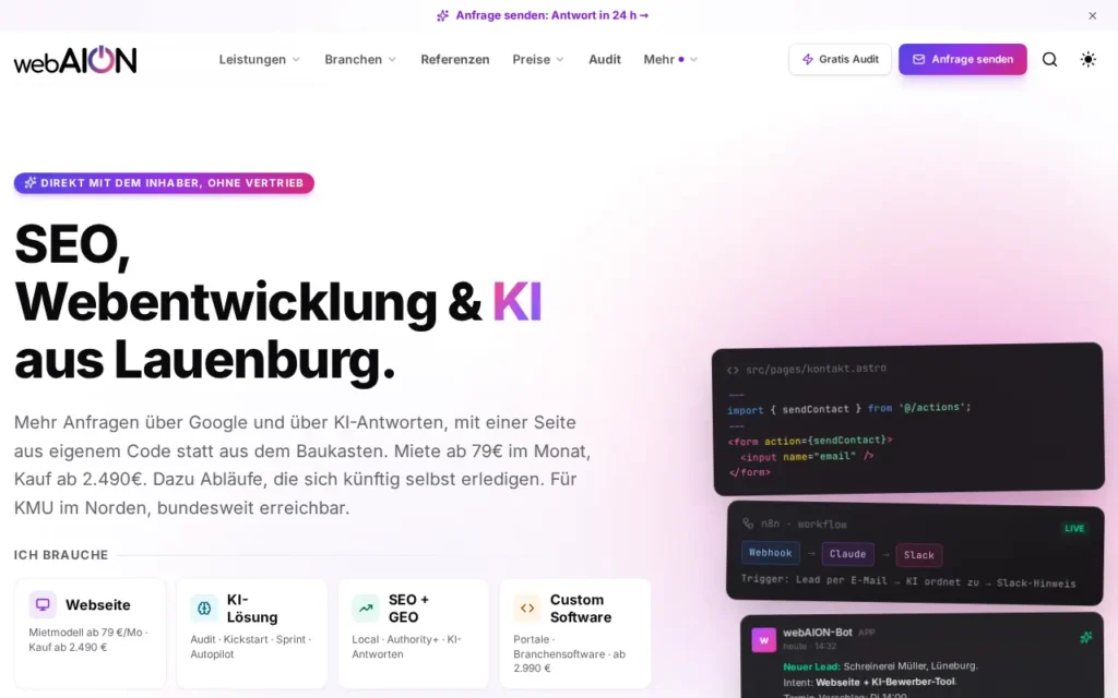 Startseite von webAION