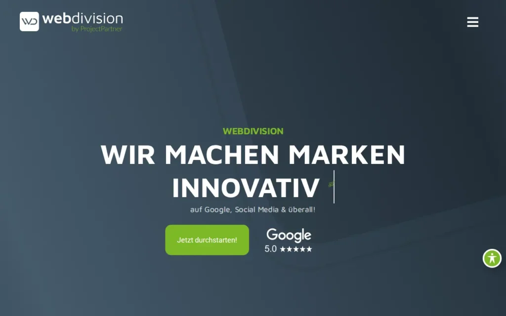 Startseite von Webdivision (ProjectPartner Kleeschulte GmbH)