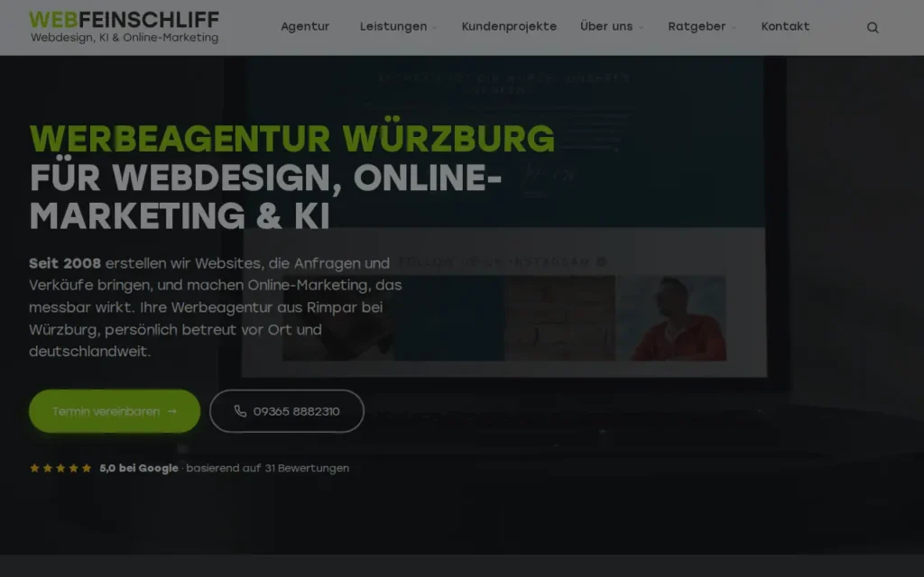 Startseite von Werbeagentur Webfeinschliff