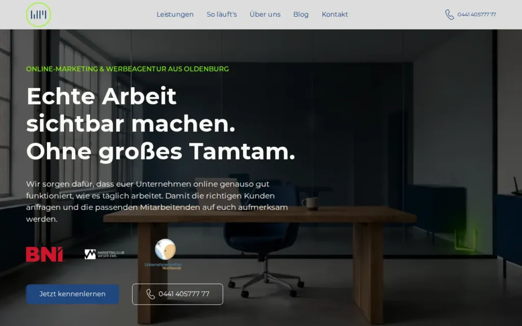 Startseite von WEBMARKETIERE GmbH
