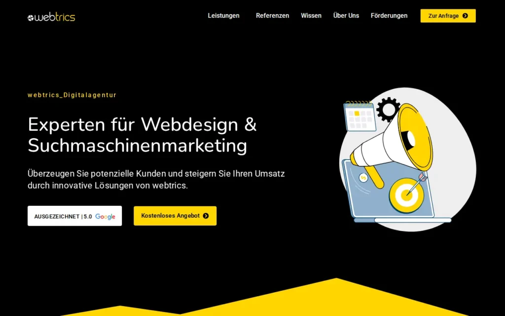 Startseite von webtrics