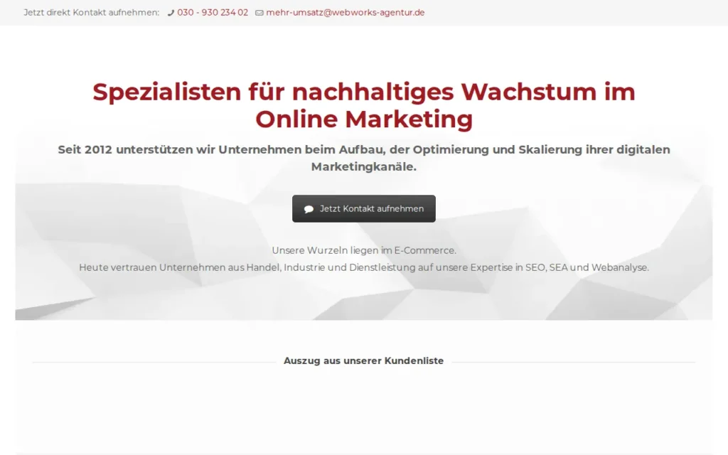 Startseite von B+M Webworks GmbH