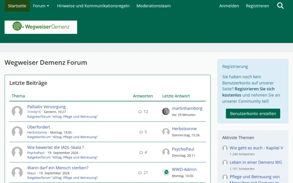Startseite von Wegweiser Demenz Forum