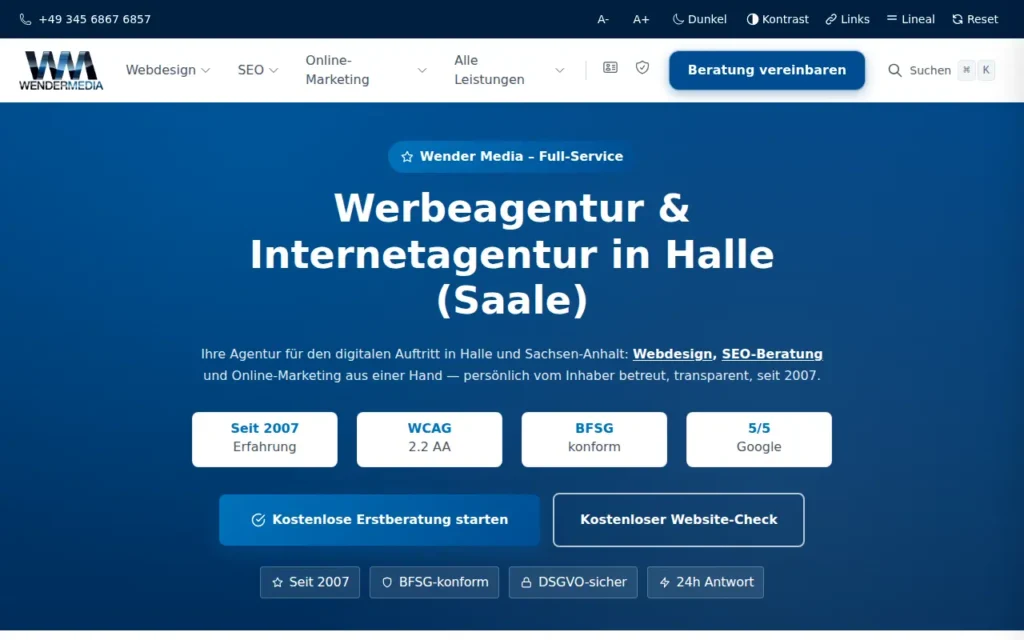 Startseite von Wender Media