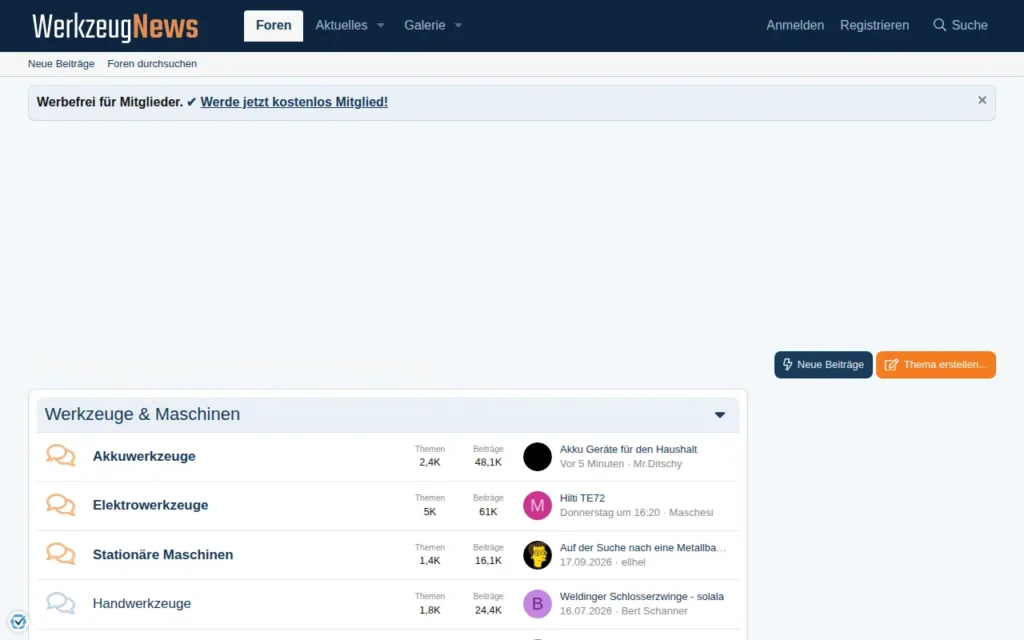 Startseite von Werkzeug News Forum