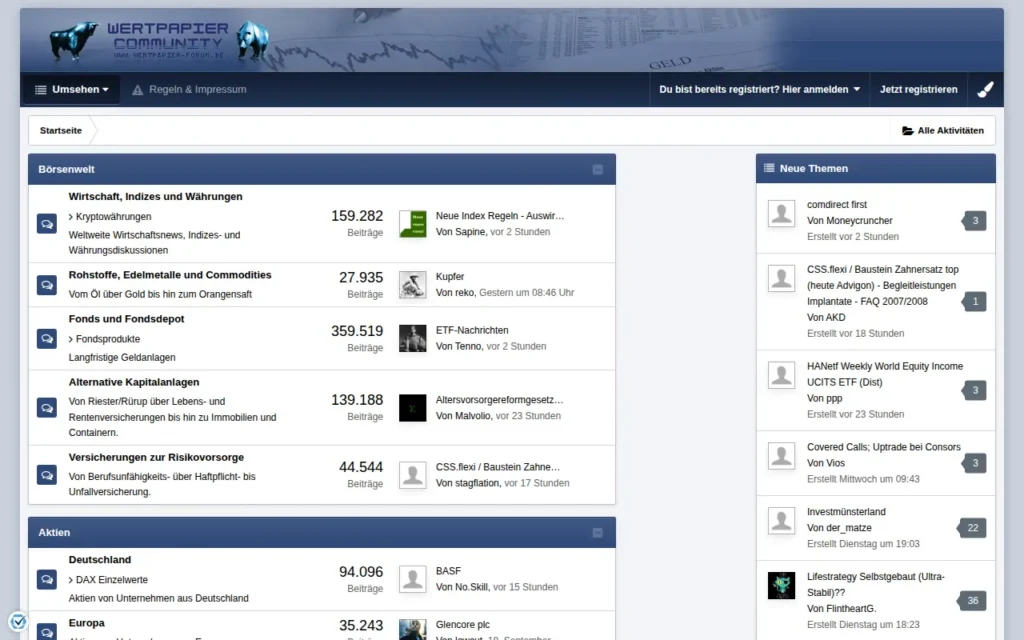 Startseite von Wertpapier Forum