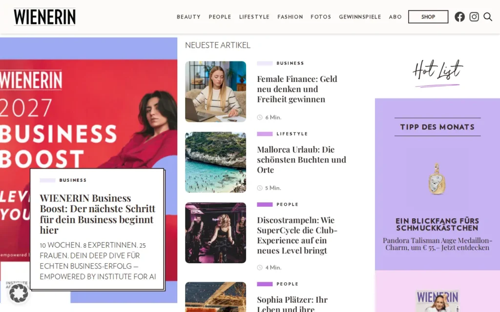 Startseite von WIENERIN