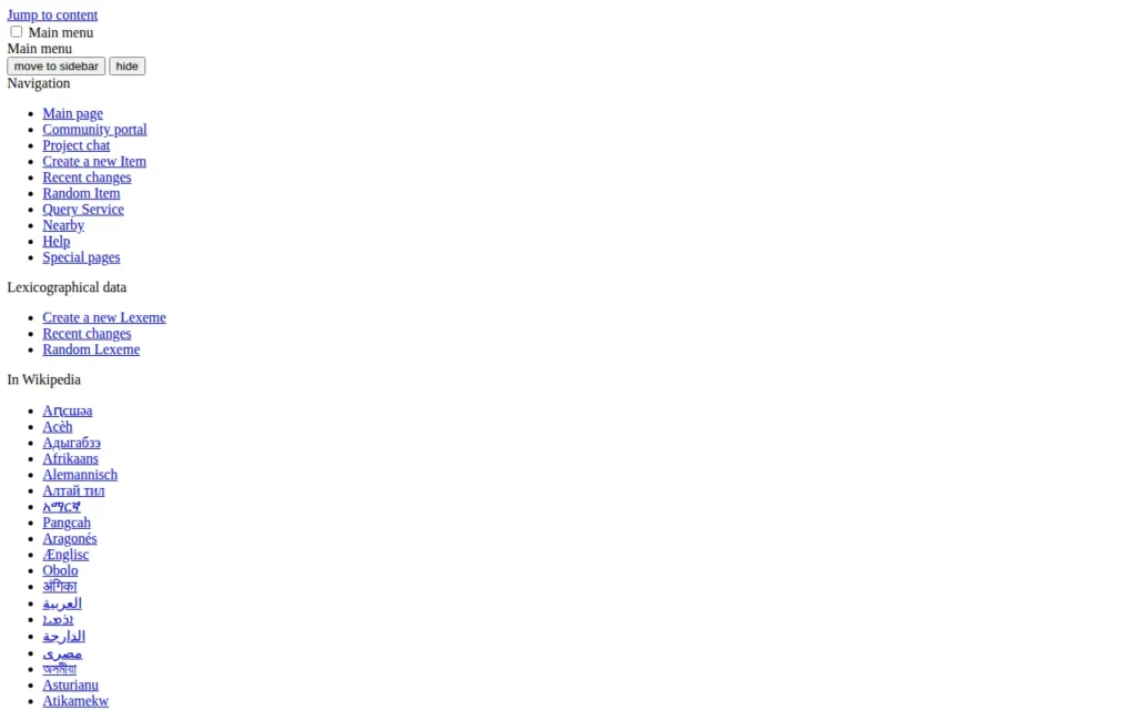 Startseite von Wikidata