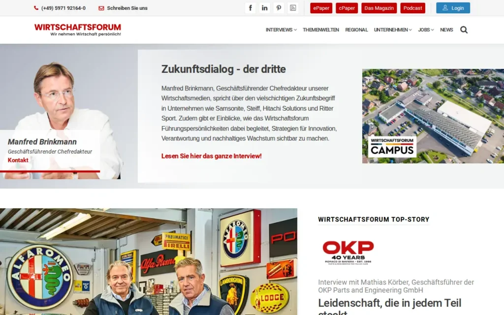 Startseite von Wirtschaftsforum
