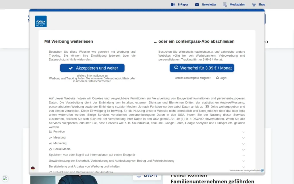 Startseite von Wirtschaftsnachrichten