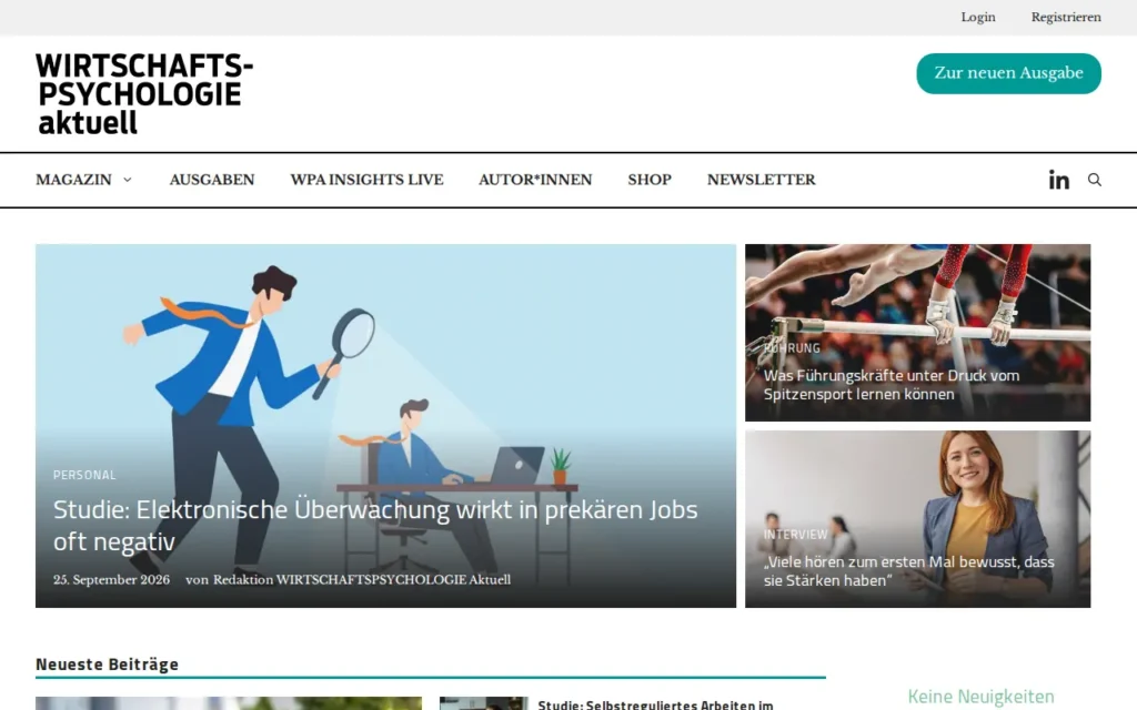 Startseite von Wirtschaftspsychologie aktuell