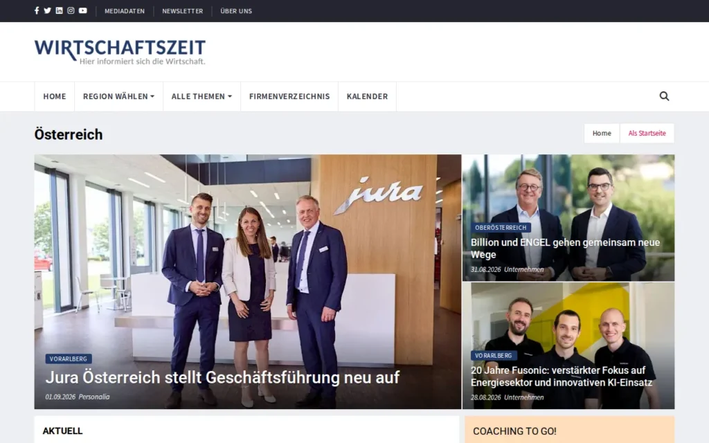 Startseite von Wirtschaftszeit