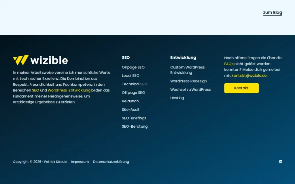 Startseite von wizible
