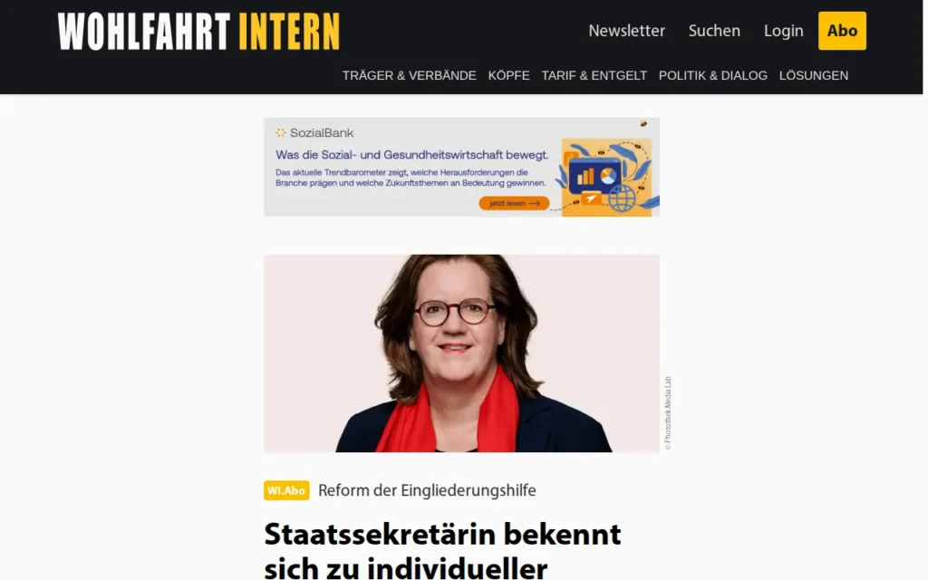 Startseite von Wohlfahrt Intern