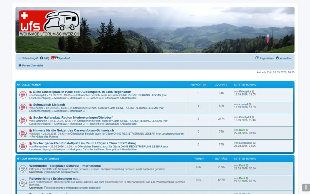 Startseite von WOHNMOBILFORUM-SCHWEIZ